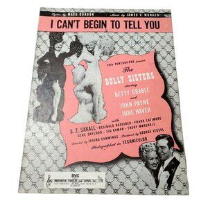 Vintage 1945 Sheet Music I Can't Begin to Tell You The Dolly Sisters Song Art